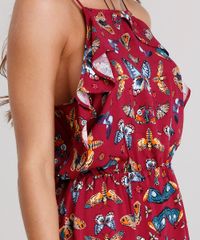 Vestido-Feminino-Halter-Neck-Estampado-de-Borboletas-Curto-com-Babados-e-Alcas-Finas-Vinho-8900331-Vinho_4