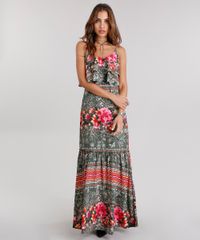 Vestido-Feminino-Longo-Estampado-Floral-com-Babados-Alcas-Finas-Verde-Militar-8901142-Verde_Militar_1
