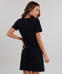 Vestido-Feminino-com-Recortes-Manga-Curta-Decote-Redondo-Curto-em-Algodao---Sustentavel-Preto-9150807-Preto_2