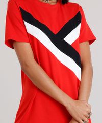 Vestido-Feminino-com-Recortes-Manga-Curta-Decote-Redondo-Curto-em-Algodao---Sustentavel-Vermelho-9150807-Vermelho_4