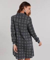 Vestido-Feminino-Chemise-Xadrez-Curto-Manga-Longa-Preto-9120692-Preto_2