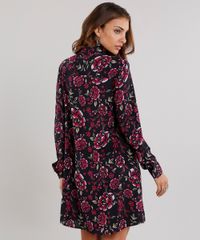 Vestido-Feminino-Chemise-Estampado-Floral-Curto-Manga-Longa-Preto-9120654-Preto_2