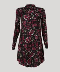 Vestido-Feminino-Chemise-Estampado-Floral-Curto-Manga-Longa-Preto-9120654-Preto_5