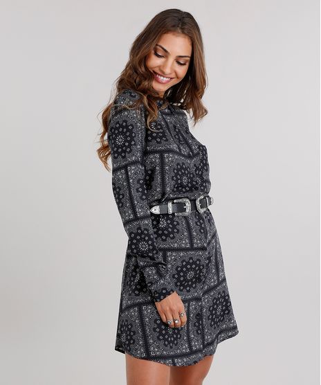 Vestido-Feminino-Chemise-Estampado-Paisley-Curto-Manga-Longa-Preto-9116734-Preto_1