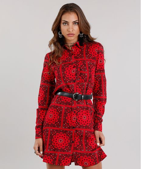 Vestido-Feminino-Chemise-Estampado-Paisley-Curto-Manga-Longa-Vermelho-9116734-Vermelho_1
