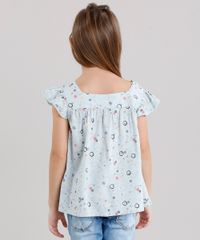 Blusa-Infantil-com-Pompom-estampada-de-estrelas-Manga-Curta-Decote-Redondo-Verde-Claro-8821805-Verde_Claro_2