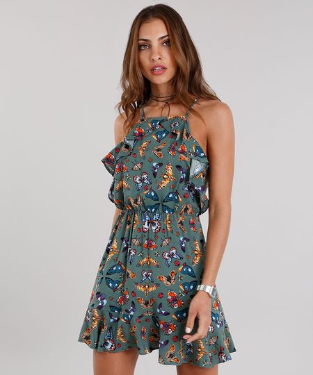 Vestido-Feminino-Halter-Neck-Estampado-de-Borboletas-Curto-com-Babados-e-Alcas-Finas-Verde-Militar-8900331-Verde_Militar_1 Vestido-Feminino-Halter-Neck-Estampado-de-Borboletas-Curto-com-Babados-e-Alcas-Finas-Verde-Militar-8900331-Verde_Militar_1