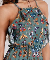 Vestido-Feminino-Halter-Neck-Estampado-de-Borboletas-Curto-com-Babados-e-Alcas-Finas-Verde-Militar-8900331-Verde_Militar_4