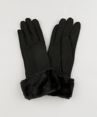 Luva-Feminina-de-Inverno-em-Moletom-com-Pelo-Preta-8754583-Preto_1