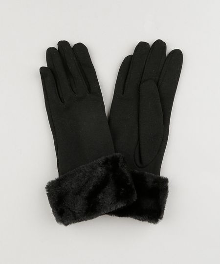 Luva-Feminina-de-Inverno-em-Moletom-com-Pelo-Preta-8754583-Preto_1