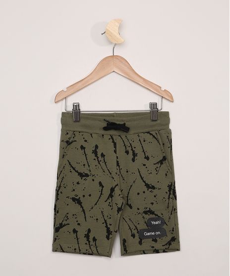 Bermuda-de-Moletom-Infantil-Estampada-de-Respingos-Verde-Militar-9979161-Verde_Militar_1