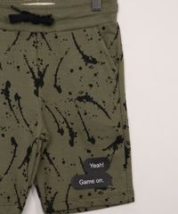 Bermuda-de-Moletom-Infantil-Estampada-de-Respingos-Verde-Militar-9983654-Verde_Militar_4