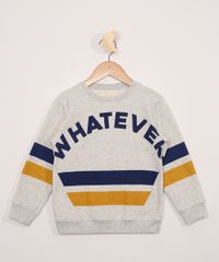 Blusa-de-Moletom-Infantil-com-Listras--Whatever--Cinza-Mescla-Claro-9979309-Cinza_Mescla_Claro_1