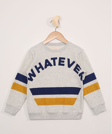 Blusa-de-Moletom-Infantil-com-Listras--Whatever--Cinza-Mescla-Claro-9979309-Cinza_Mescla_Claro_1