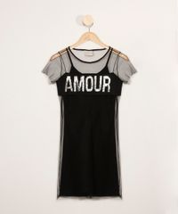 Vestido-de-Tule-Juvenil-com-Paetes-Manga-Curta-Preto-9967652-Preto_1