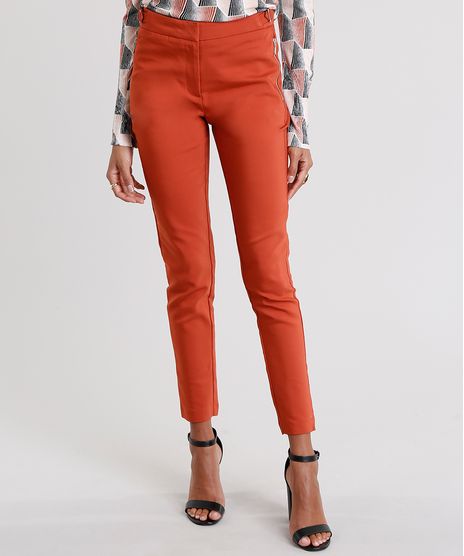 Calca-Feminina-Skinny-com-Fivelas-e-Bolso-com-Ziper-Laranja-Escuro-8517499-Laranja_Escuro_1
