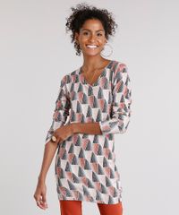 Sueter-Feminino-Longo-Estampado-Geometrico-em-Trico-Decote-V-Manga-Longa-Laranja-Escuro-8926745-Laranja_Escuro_1