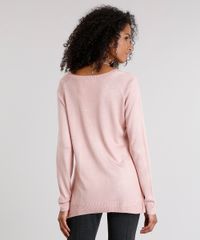 Sueter-Feminino-Basico-com-Fendas-Decote-V-Manga-Longa-Rose-8881681-Rose_2