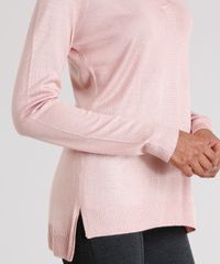 Sueter-Feminino-Basico-com-Fendas-Decote-V-Manga-Longa-Rose-8881681-Rose_4