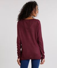 Sueter-Feminino-Basico-com-Fendas-Decote-V-Manga-Longa-Vinho-8881681-Vinho_2