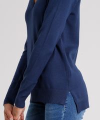 Sueter-Feminino-Basico-com-Fendas-Decote-V-Manga-Longa-Azul-Marinho-8881682-Azul_Marinho_4