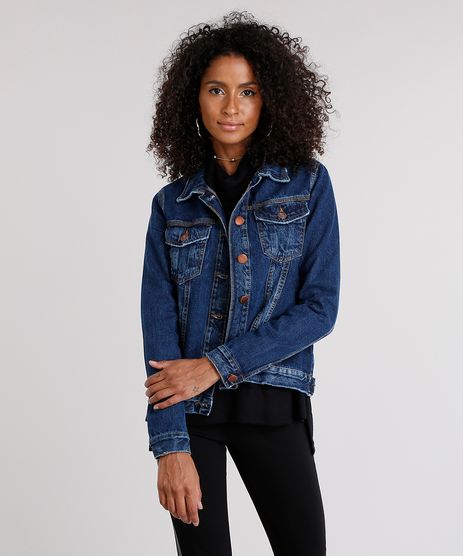 Jaqueta-Jeans-Feminina-com-Bolsos-Azul-Escuro-9102255-Azul_Escuro_1