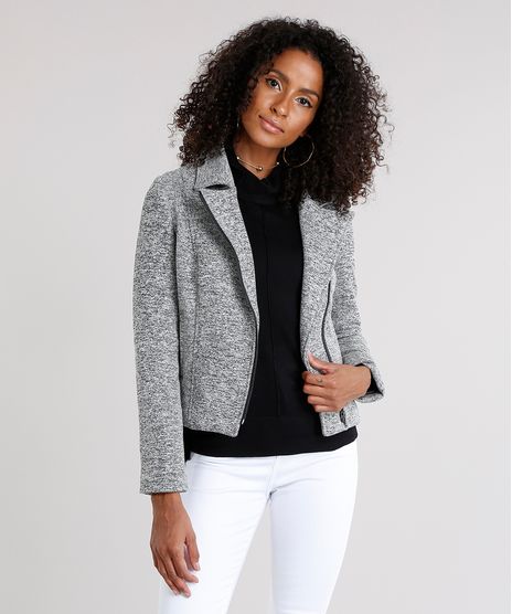 Jaqueta-Feminina-Biker-com-Ziper-Lateral-Cinza-Mescla-Escuro-8889290-Cinza_Mescla_Escuro_1