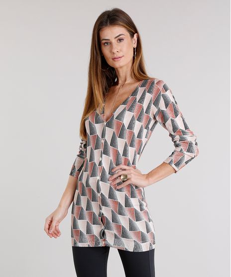 Cardigan-Feminino-Longo-Estampado-Geometrico-em-Trico-Decote-V-Manga-Longa-Laranja-Escuro-8926743-Laranja_Escuro_1