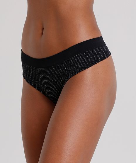 Calcinha-Feminina-Fio-Dental-Sem-Costura-com-Lurex-Preta-8970370-Preto_1