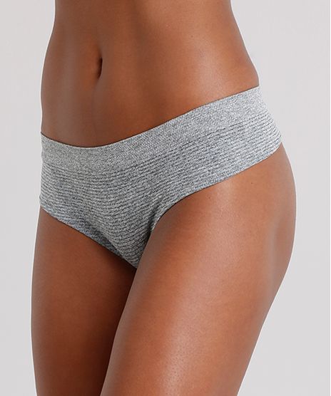 Calcinha-Feminina-Fio-Dental-Sem-Costura-com-Lurex-Cinza-Mescla-8970820-Cinza_Mescla_1