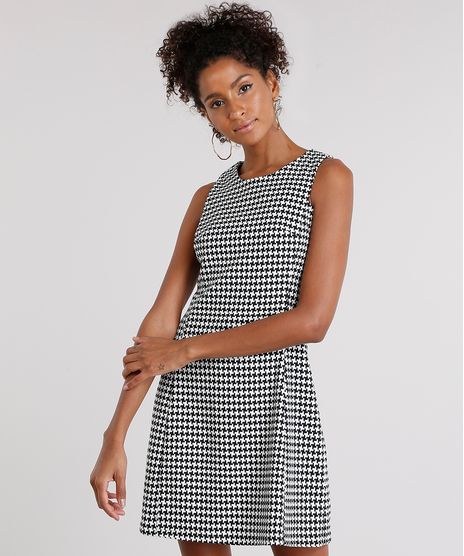 Vestido-Feminino-Pied-de-Poule-em-Jacquard-Curto-Decote-Redondo-Preto-8543159-Preto_1