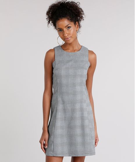 Vestido-Feminino-Xadrez-em-Jacquard-Curto-Decote-Redondo-Preto-8543167-Preto_1