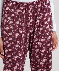 Pijama-Feminino-com-Estampa-Floral-Manga-Longa-Cinza-Mescla-Claro-9122654-Cinza_Mescla_Claro_4