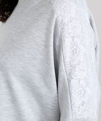 Pijama-Feminino-com-Renda-Manga-Longa-Cinza-Mescla-Claro-9120672-Cinza_Mescla_Claro_3