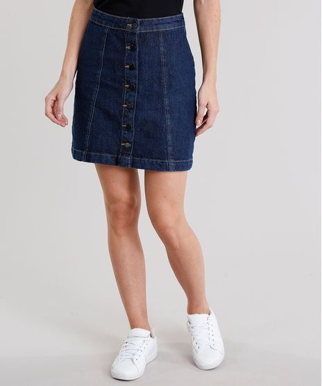 Saia-Jeans-Feminina-Evase-com-Botoes-Curta-Azul-Escuro-9133688-Azul_Escuro_1