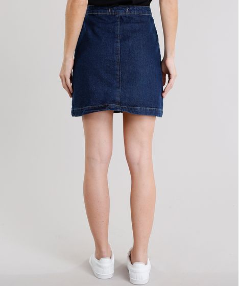 saia jeans evase curta
