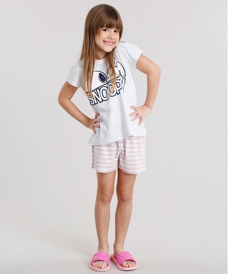Pijama-Infantil-Snoopy-Manga-Curta-Cinza-Mescla-Claro-9133008-Cinza_Mescla_Claro_1