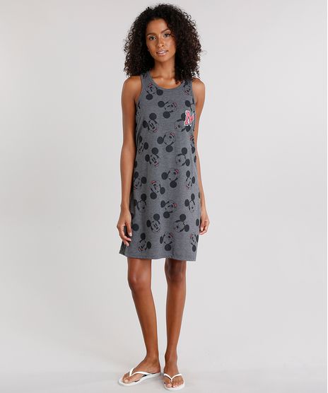Camisola-Feminina-Mickey-Mouse-Estampada-com-Alcas-Cinza-Mescla-Escuro-9133604-Cinza_Mescla_Escuro_1