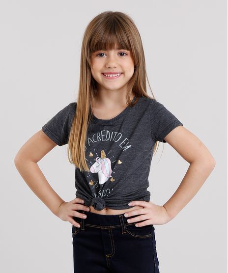 Blusa-Infantil-Unicornio-com-Bordado-de-Paetes-Manga-Curta-Decote-Redondo-Cinza-Mescla-Escuro-9168465-Cinza_Mescla_Escuro_1