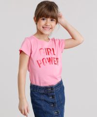 Blusa-Infantil--Girl-Power--Manga-Curta-Decote-Redondo-em-Algodao---Sustentavel-Rosa-9168467-Rosa_1