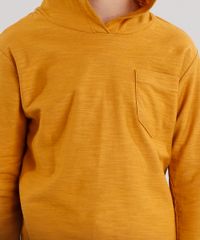 Camiseta-Infantil-Basica-com-Capuz-com-Bolso-Manga-Longa-em-Algodao---Sustentavel-Amarelo-Escuro-9128697-Amarelo_Escuro_4
