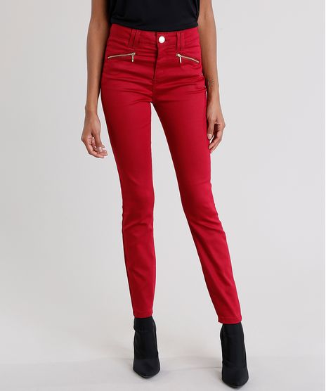 Calca-Feminina-Super-Skinny-com-Ziper-no-Bolso-Vinho-9046518-Vinho_1