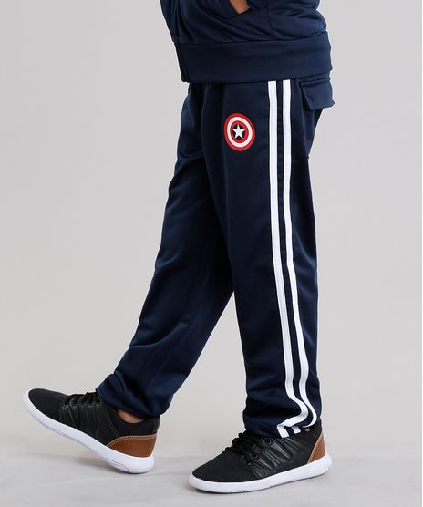 Calca-Infantil-Capitao-America-Esportiva-em-Moletom-com-Listras-Laterais-Azul-Marinho-8838701-Azul_Marinho_1