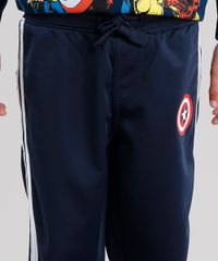 Calca-Infantil-Capitao-America-Esportiva-em-Moletom-com-Listras-Laterais-Azul-Marinho-8838701-Azul_Marinho_4