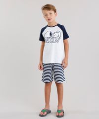 Pijama-Infantil-Raglan-Snoopy-Manga-Curta-Cinza-Mescla-Claro-9133121-Cinza_Mescla_Claro_1