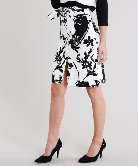 Saia-Feminina-Lapis-com-Fenda-Estampada-Floral-com-Cinto-com-Fivela-Curta-Off-White-8888848-Off_White_1