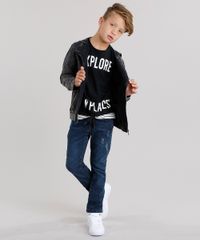 Camiseta-Infantil-Sobreposicao--Explore--com-Cordao-Manga-Curta-Gola-Careca-em-Algodao---Sustentavel-Preta-9036573-Preto_3