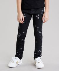 Calca-Jeans-Infantil-com-Estampa-de-Estrelas-e-Puidos-Preta-9138435-Preto_1
