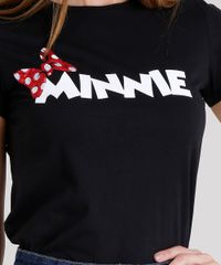 Blusa-Feminina-Minnie-Mouse-com-Laco-Bordado-de-Paetes-Manga-Curta-em-Algodao---Sustentavel-Preta-9171022-Preto_5