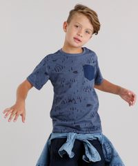 Camiseta-Infantil-Estampada-de-Ursos-com-Bolso-Manga-Curta-Gola-Careca-Azul-Marinho-9142388-Azul_Marinho_1